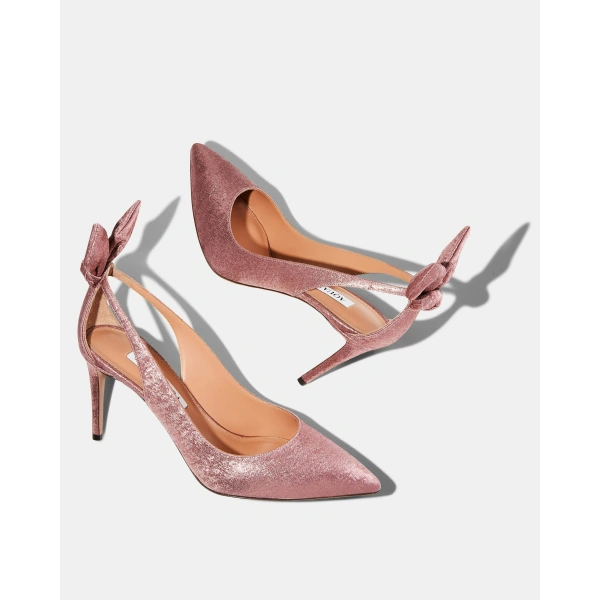 Aquazzura Bow Tie Pump 85 in Dusty Rose, view 3 | Pumps