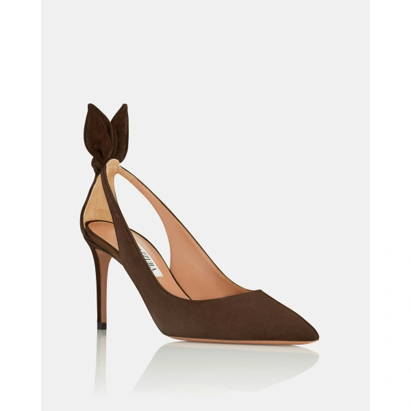 Aquazzura Bow Tie Pump 85 in Espresso, view 2 | Pumps