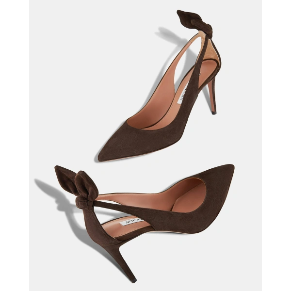 Aquazzura Bow Tie Pump 85 in Espresso, view 3 | Pumps