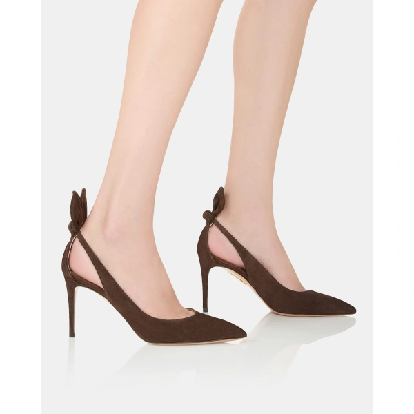 Aquazzura Bow Tie Pump 85 in Espresso, view 5 | Pumps