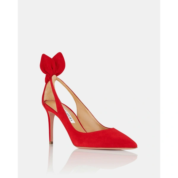 Aquazzura Bow Tie Pump 85 in Lipstick, view 2 | Pumps