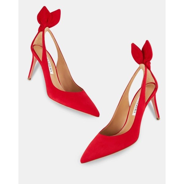 Aquazzura Bow Tie Pump 85 in Lipstick, view 3 | Pumps