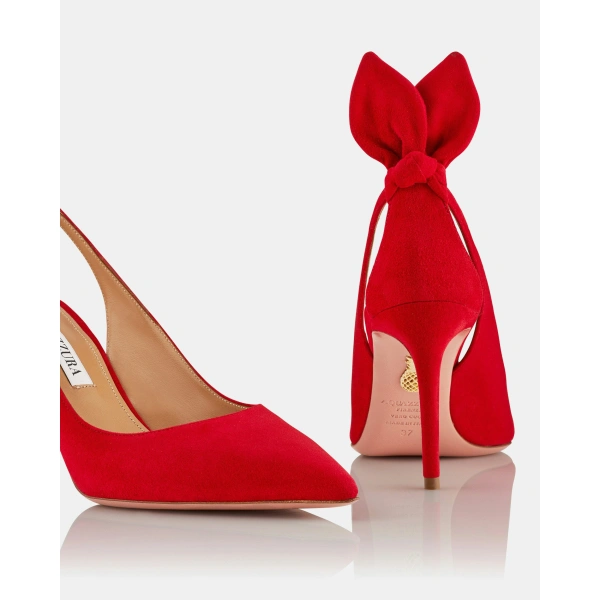 Aquazzura Bow Tie Pump 85 in Lipstick, view 6 | Pumps