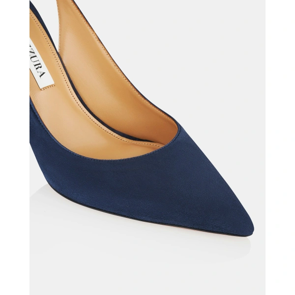 Aquazzura Bow Tie Pump 85 in Mezzanotte Navy, view 6 | Pumps