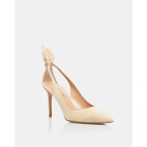 Aquazzura Bow Tie Pump 85 in Nude, view 2 | Pumps