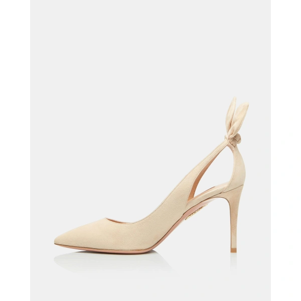 Aquazzura Bow Tie Pump 85 in Nude, view 3 | Pumps