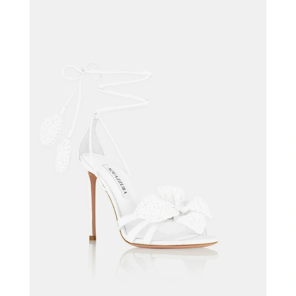 Aquazzura Calypso Sandal 105 in White, view 2 | Sandals