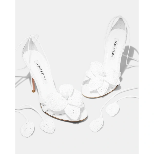 Aquazzura Calypso Sandal 105 in White, view 3 | Sandals