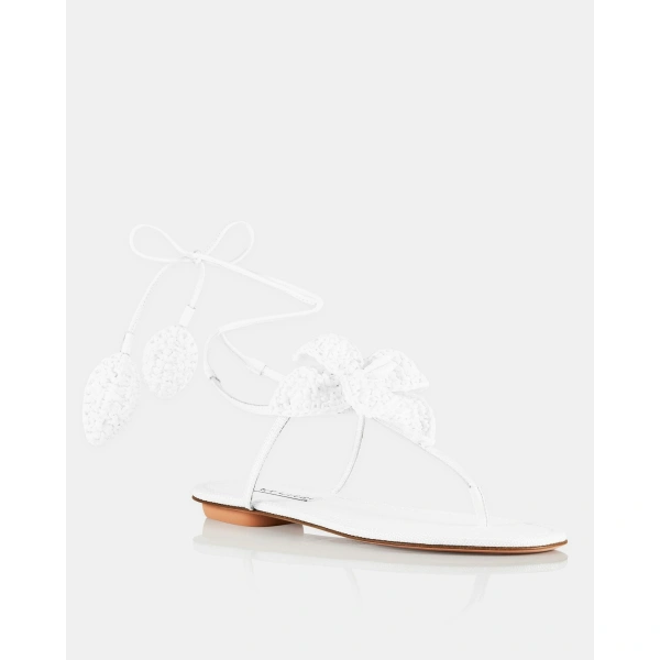Aquazzura Calypso Sandal Flat in White, view 2 | Sandals
