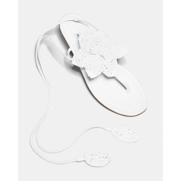 Aquazzura Calypso Sandal Flat in White, view 3 | Sandals