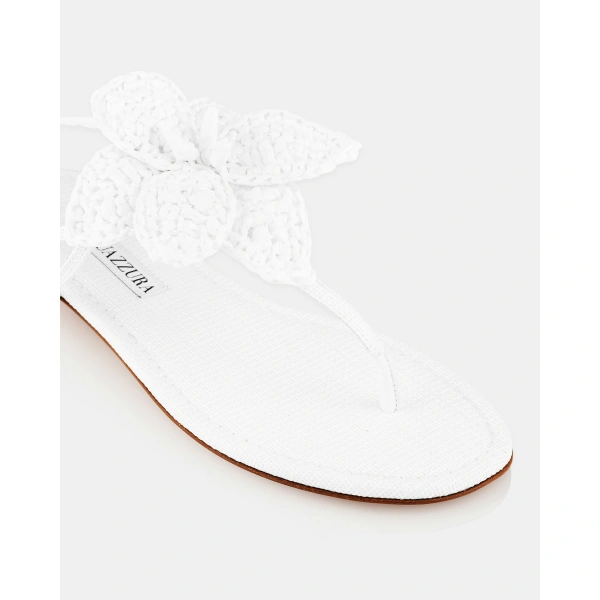 Aquazzura Calypso Sandal Flat in White, view 6 | Sandals