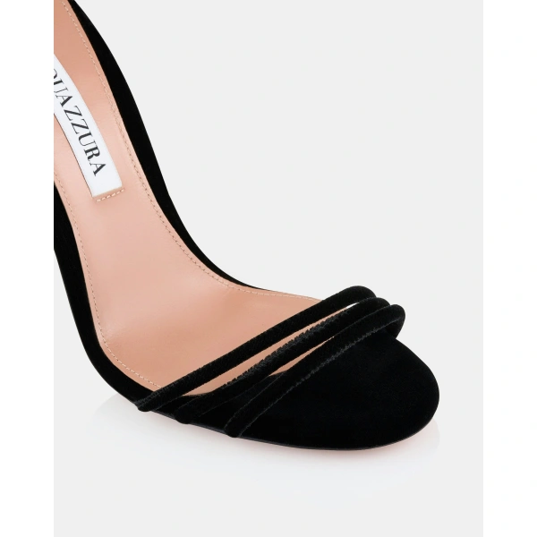 Aquazzura Caresse Wrap Sandal 105 in Black, view 5 | Sandals