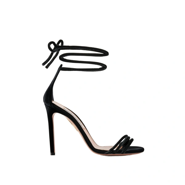 Aquazzura Caresse Wrap Sandal 105 in Black | Sandals