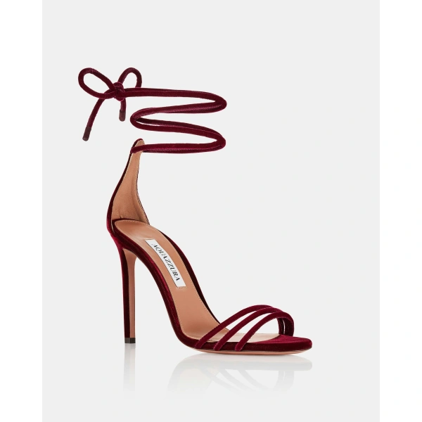 Aquazzura Caresse Wrap Sandal 105 in Merlot, view 2 | Sandals