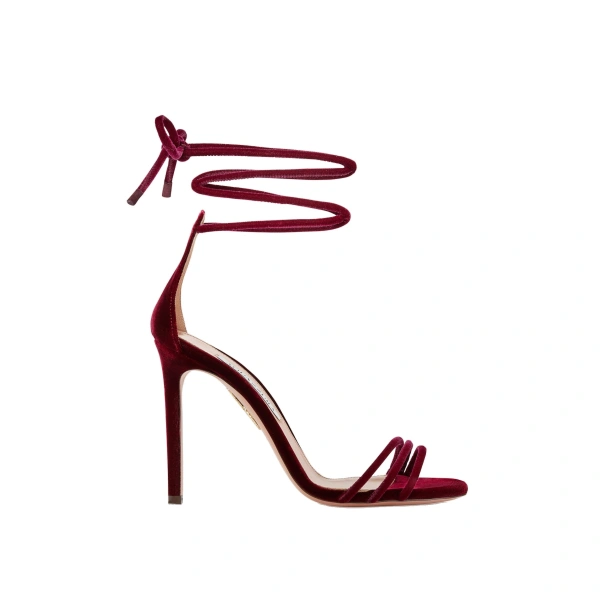 Aquazzura Caresse Wrap Sandal 105 in Merlot | Sandals