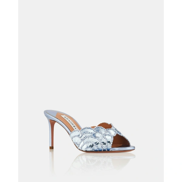 Aquazzura Ce Soir Mule 75 in Baby Blue, view 2 | Mules