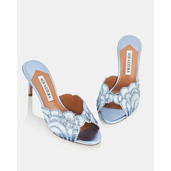 Aquazzura Ce Soir Mule 75 in Baby Blue, view 3 | Mules