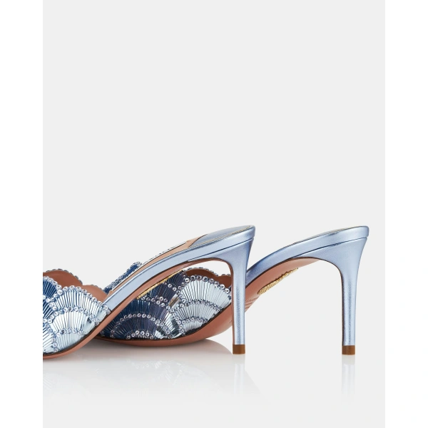 Aquazzura Ce Soir Mule 75 in Baby Blue, view 4 | Mules