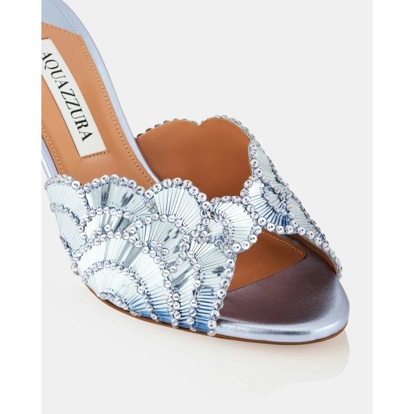 Aquazzura Ce Soir Mule 75 in Baby Blue, view 6 | Mules