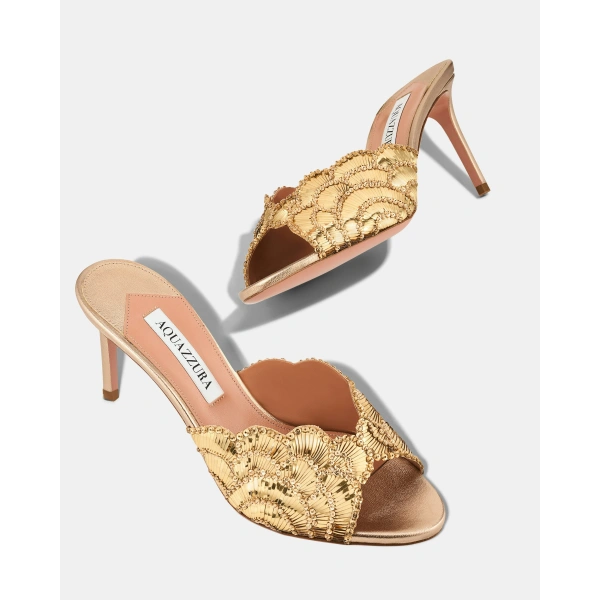 Aquazzura Ce Soir Mule 75 in Light Copper, view 3 | Mules