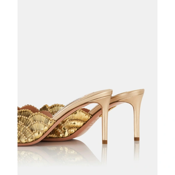 Aquazzura Ce Soir Mule 75 in Light Copper, view 4 | Mules