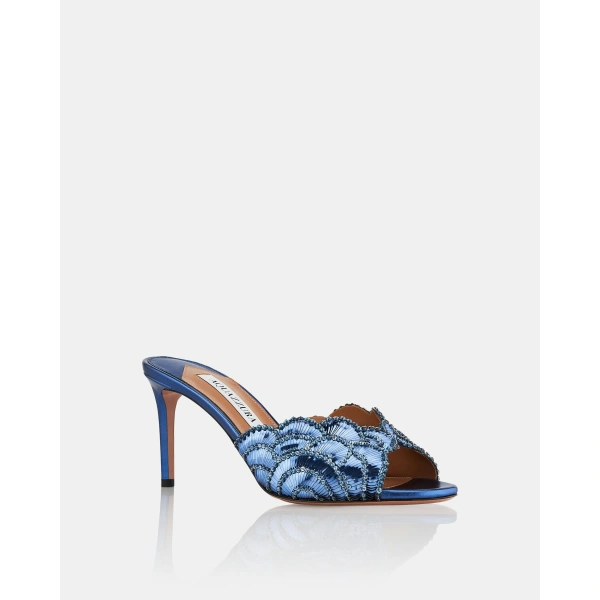 Aquazzura Ce Soir Mule 75 in Navy, view 2 | Mules