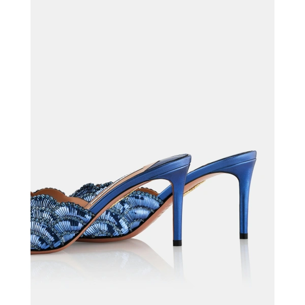Aquazzura Ce Soir Mule 75 in Navy, view 4 | Mules