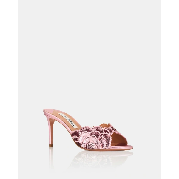 Aquazzura Ce Soir Mule 75 in Pink, view 2 | Mules