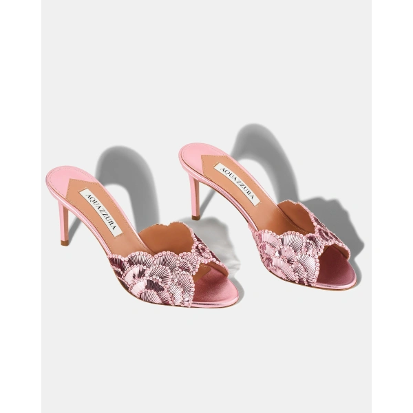 Aquazzura Ce Soir Mule 75 in Pink, view 3 | Mules