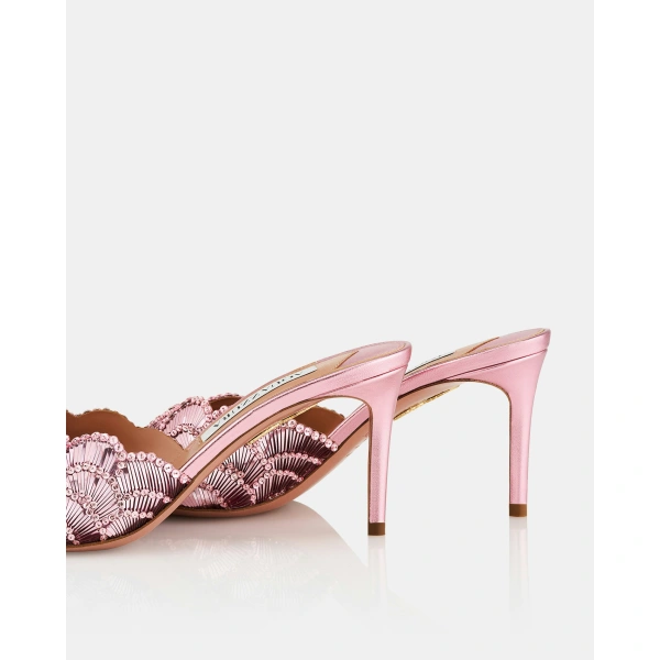 Aquazzura Ce Soir Mule 75 in Pink, view 4 | Mules