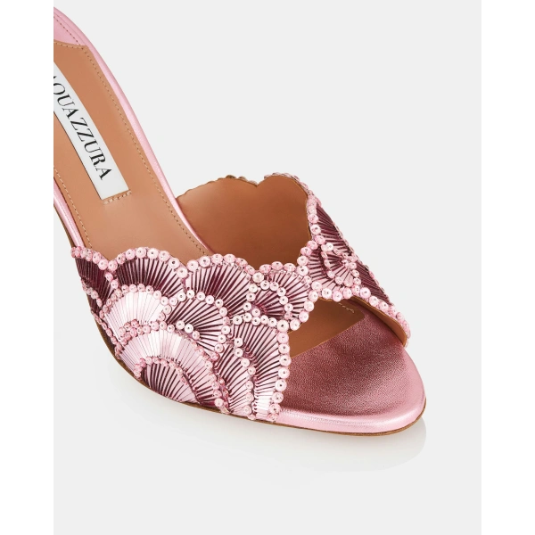 Aquazzura Ce Soir Mule 75 in Pink, view 6 | Mules