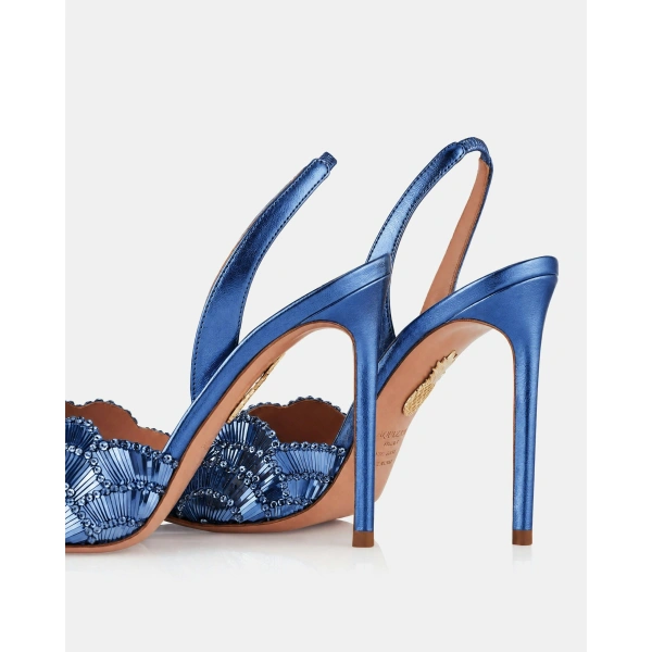 Aquazzura Ce Soir Sandal 105 in Navy, view 4 | Sandals