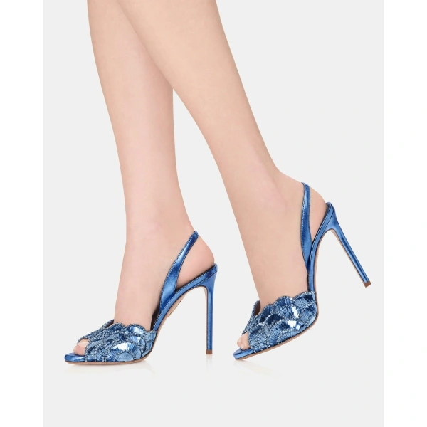 Aquazzura Ce Soir Sandal 105 in Navy, view 5 | Sandals