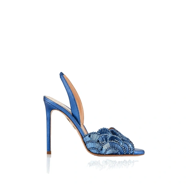 Aquazzura Ce Soir Sandal 105 in Navy | Sandals