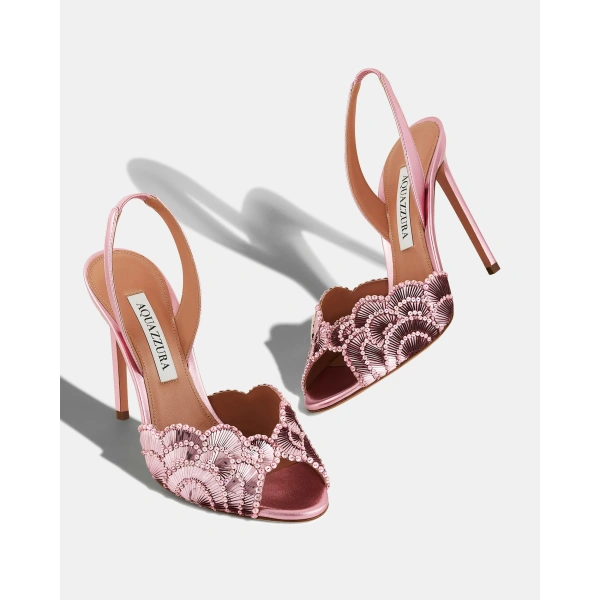 Aquazzura Ce Soir Sandal 105 in Pink, view 3 | Sandals