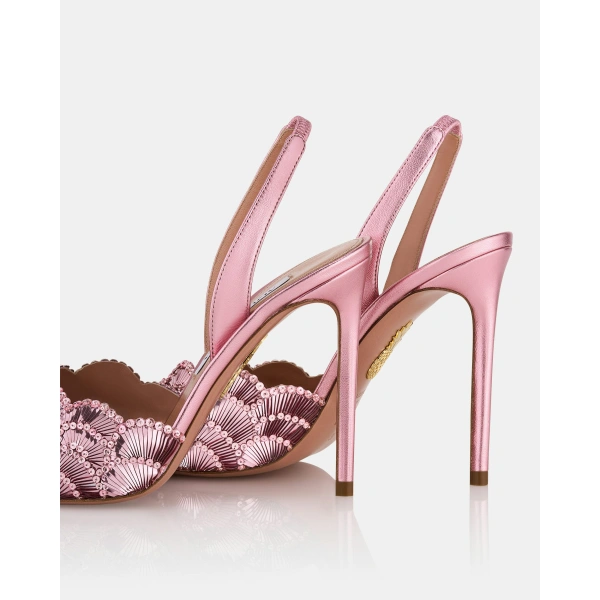 Aquazzura Ce Soir Sandal 105 in Pink, view 4 | Sandals