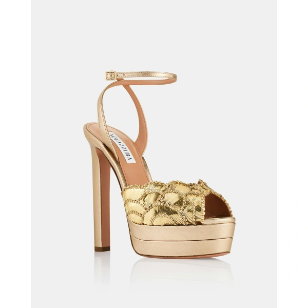 Aquazzura Ce Soir Sandal Plateau 130 in Light Copper, view 2 | Platform Heels