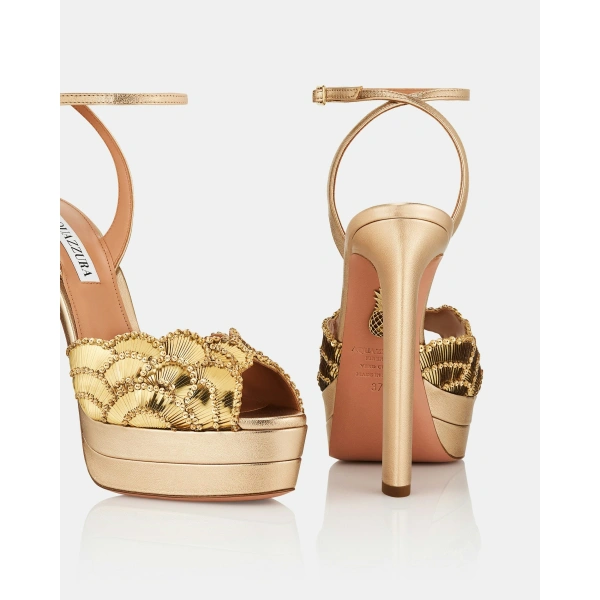 Aquazzura Ce Soir Sandal Plateau 130 in Light Copper, view 6 | Platform Heels