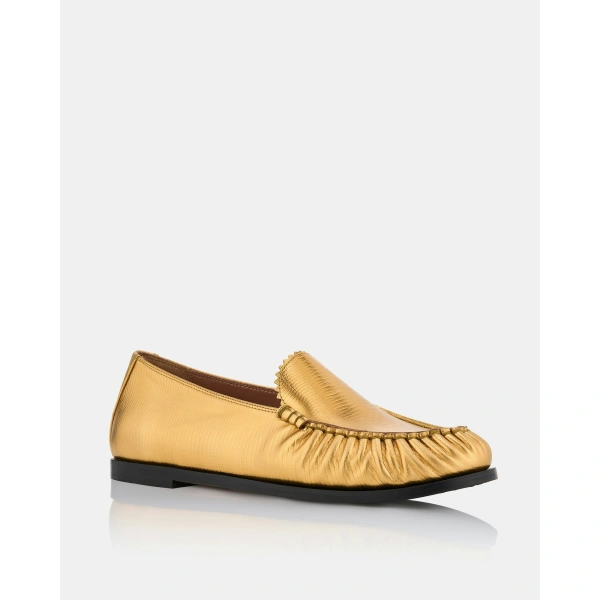 Aquazzura College Mocassin in Gold, view 2 | Loafers