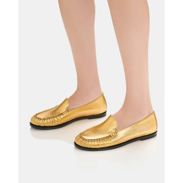 Aquazzura College Mocassin in Gold, view 5 | Loafers