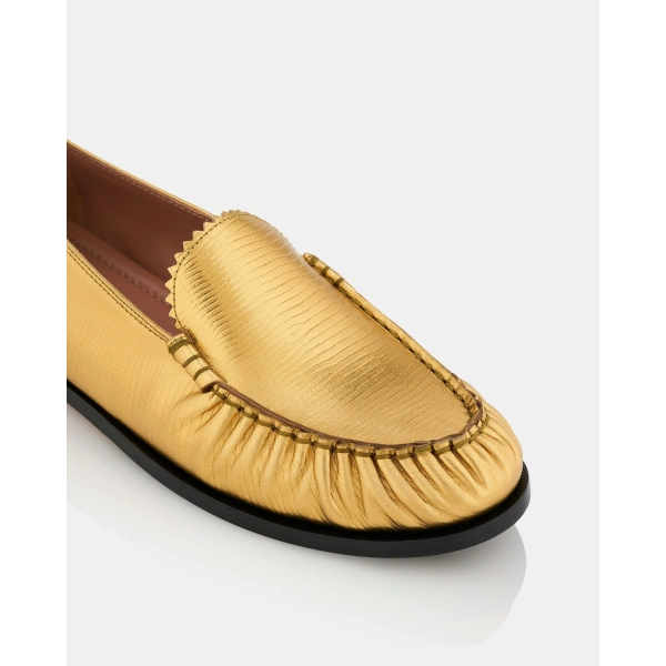 Aquazzura College Mocassin in Gold, view 6 | Loafers