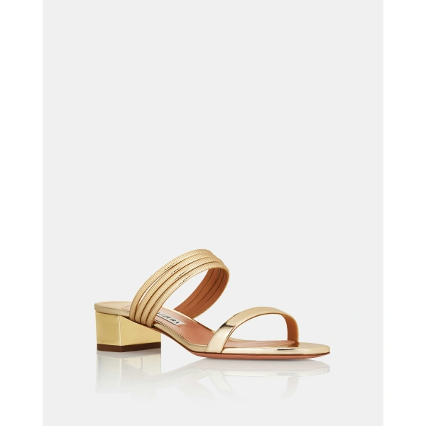 Aquazzura Collier Sandal 35 in Soft Gold, view 2 | Sandals