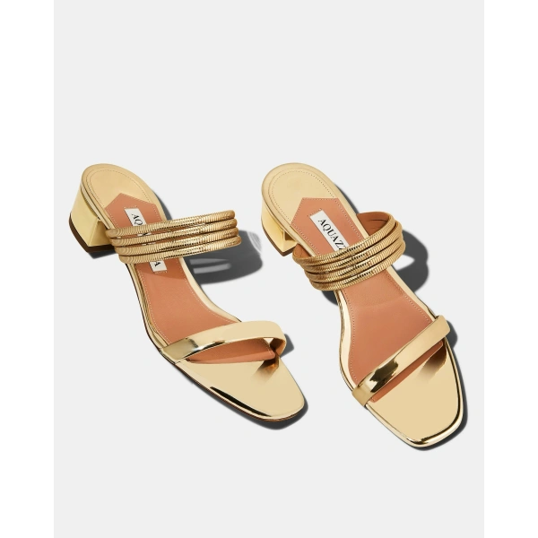 Aquazzura Collier Sandal 35 in Soft Gold, view 3 | Sandals