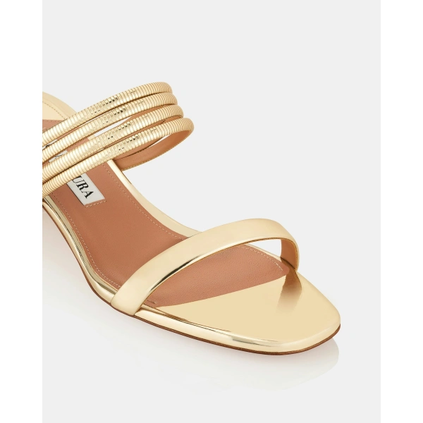Aquazzura Collier Sandal 35 in Soft Gold, view 6 | Sandals