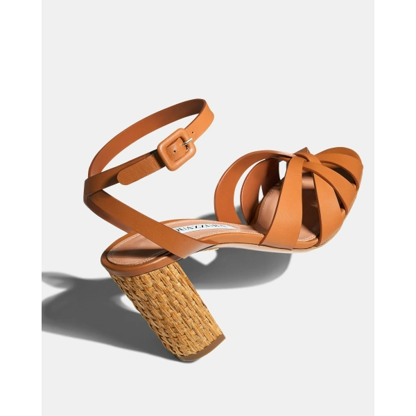 Aquazzura Copacabana Sandal 85 in Tobacco, view 3 | Sandals