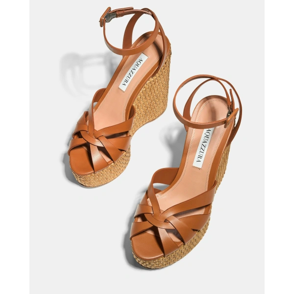 Aquazzura Copacabana Wedge 130 in Tobacco, view 3 | Wedges