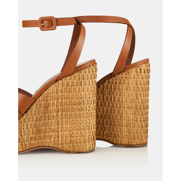 Aquazzura Copacabana Wedge 130 in Tobacco, view 4 | Wedges