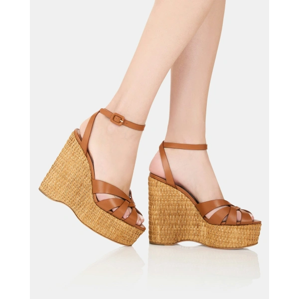 Aquazzura Copacabana Wedge 130 in Tobacco, view 5 | Wedges