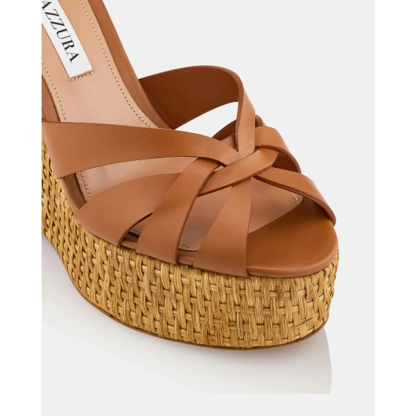 Aquazzura Copacabana Wedge 130 in Tobacco, view 6 | Wedges
