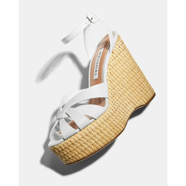 Aquazzura Copacabana Wedge 130 in White, view 3 | Wedges